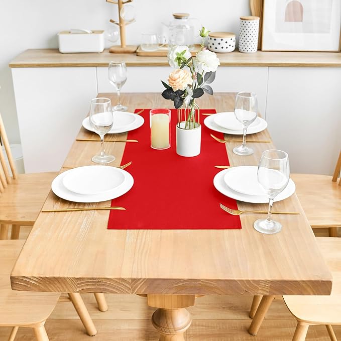 2 Pack Red Small Short Table Runner 12 x 36 Inch Solid Color Runners Coffee Table Dresser for Daily Party Home Decoration