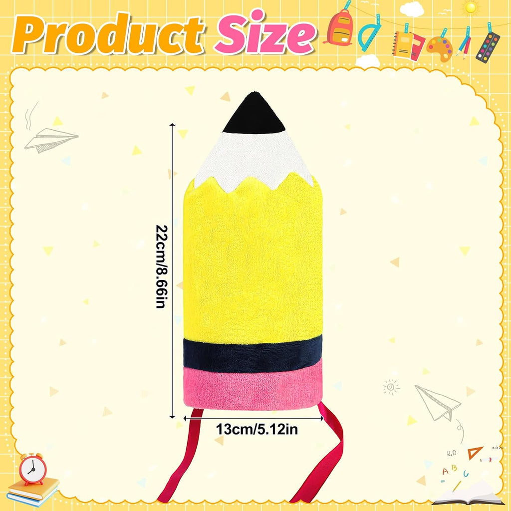Pencil Back to School Tree Topper, 9inch Tall Velvet Pencil Tree Topper Decor for Party Home Office Classroom Student Teacher Indoor/Outdoor Tree Top Decoration Gifts