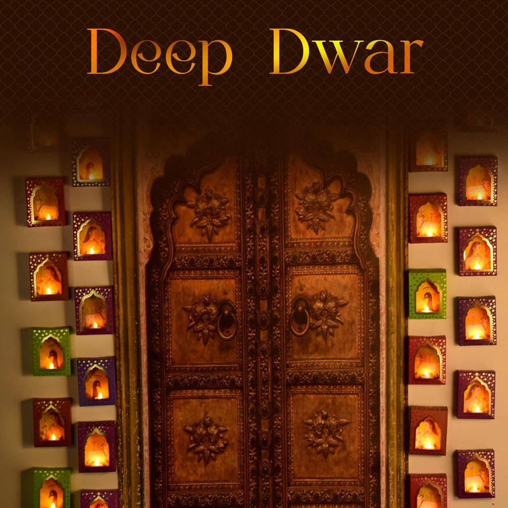 Island Rangoli Paper Deep Dwar (Pack of 12) with LED Candle, Jharokha Style Wall & Home Decor for Diwali Decoration, Festive Decor, Wall Decor