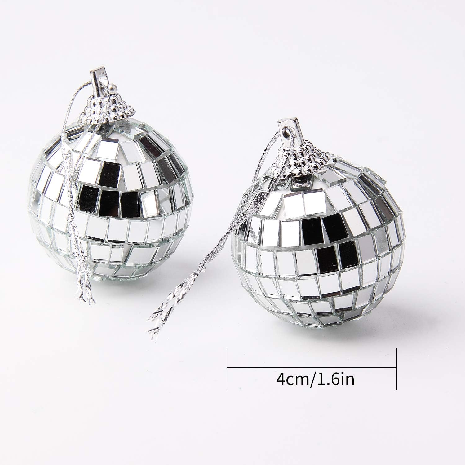 12 Pcs Silver Disco Mirror Ball for Party Decoration, Christmas Tree Wedding Birthday Party Ornaments(4CM)