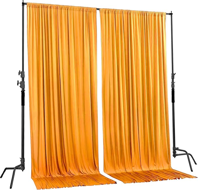AK TRADING CO. 10 feet x 8 feet IFR Polyester Backdrop Drapes Curtains Panels with Rod Pockets - Wedding Ceremony Party Home Window Decorations - Marigold