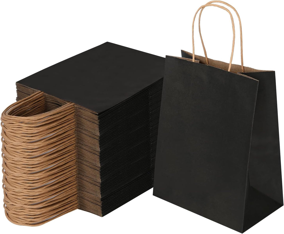 joybe 100 pack 8x4.75x10 inch medium black kraft, main product view