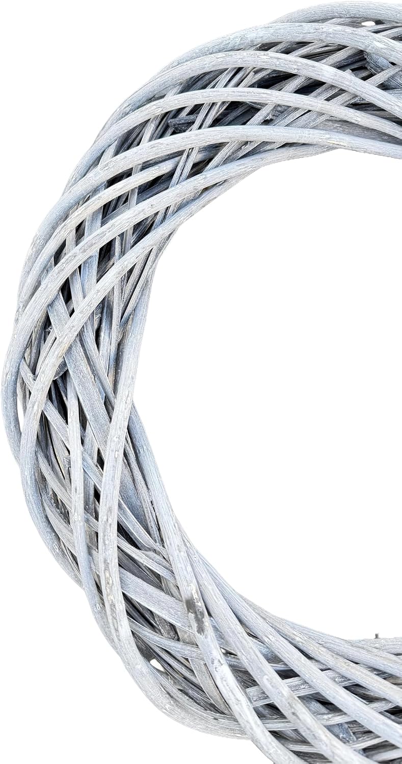 grapevine wreath, 18 inches rustic gray color willow, close-up detail
