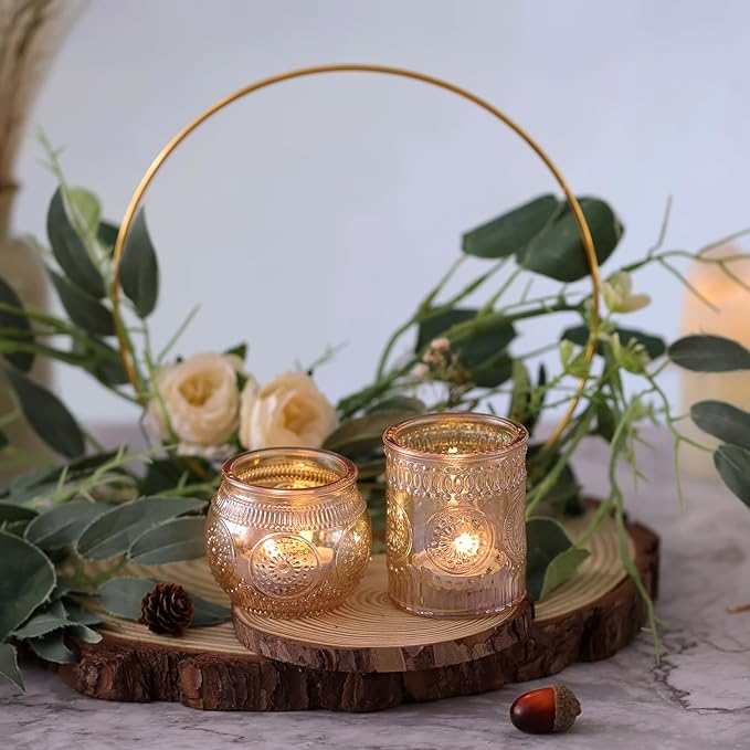 DARJEN Gold Votive Candle Holders Set of 36 - Glass Candle Holder Bulk for Table Centerpiece, Tea Lights Candle Holders for Home, Party & Wedding Shower Decorations