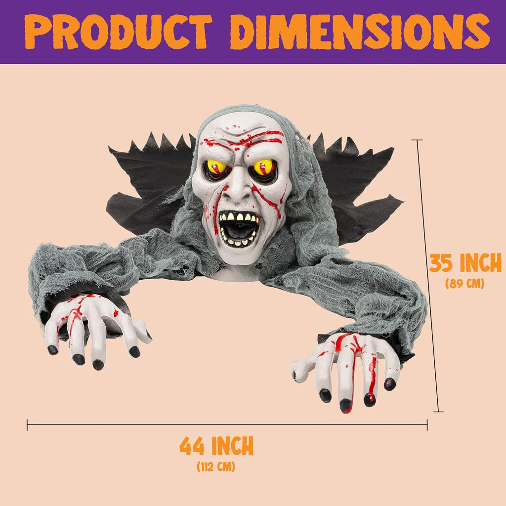 joyin halloween decorations outdoor light-up zombie groundbreaker with showing dimensions