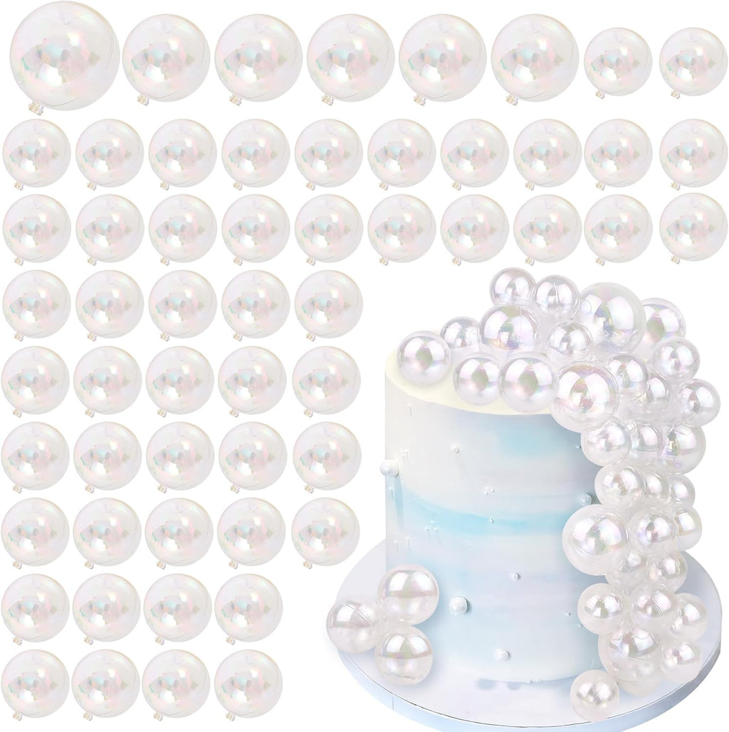 56 PCS Clear Balls Cake Topper Bubble Mini Balloon Topper Ball Cake Picks for Wedding Anniversary Baby Shower Birthday Party