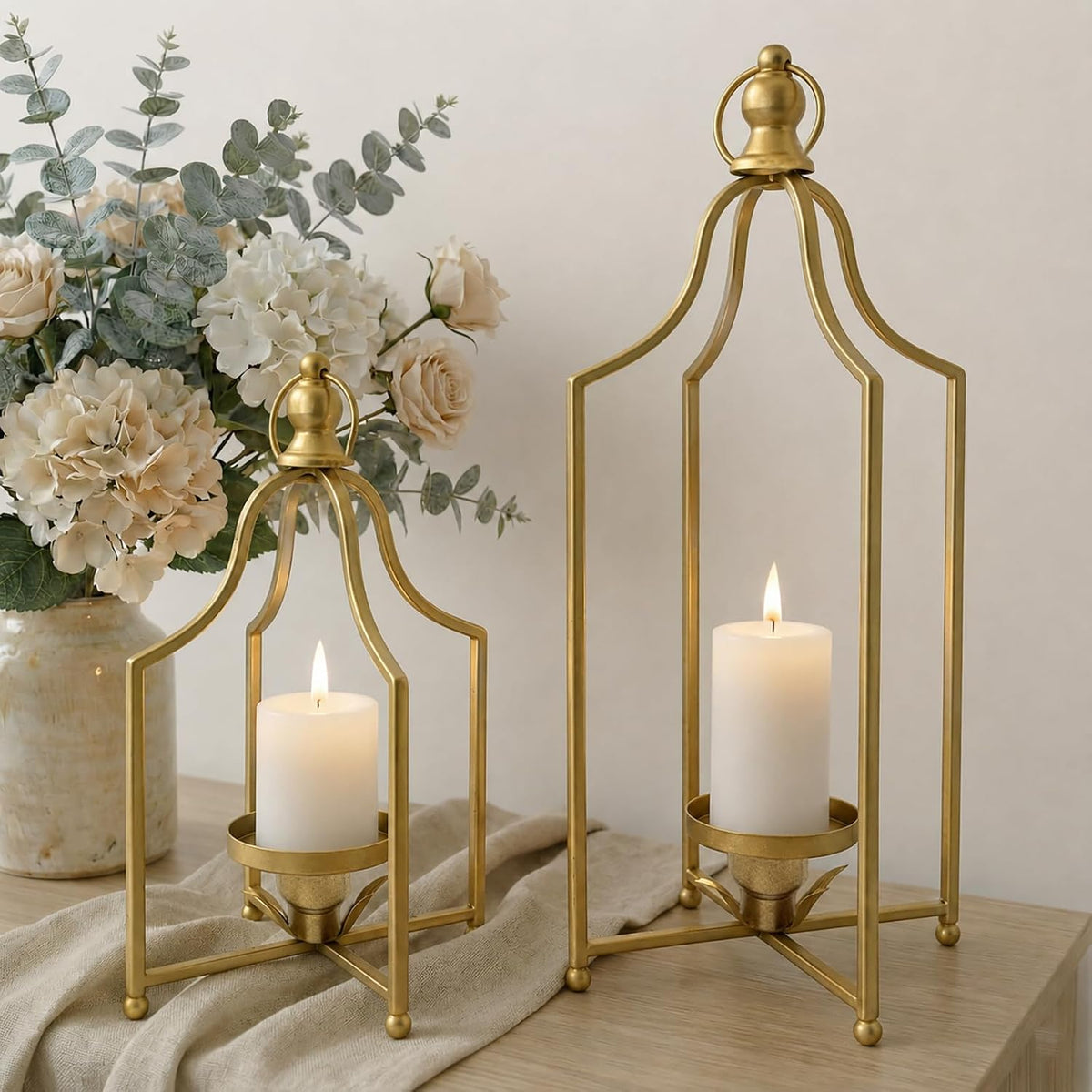 12.5" & 16.5" Timeless Cozy Decorative Lanterns Set of 2, Handc...