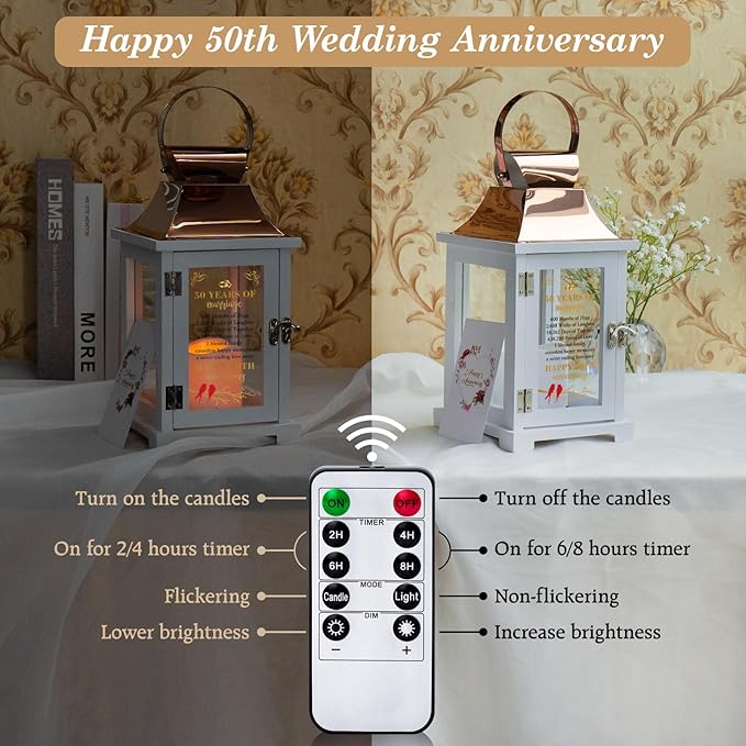 50th Wedding Anniversary Lantern 50th Anniversary Wedding Gifts for Couple Parents Grandparents Husband Wife