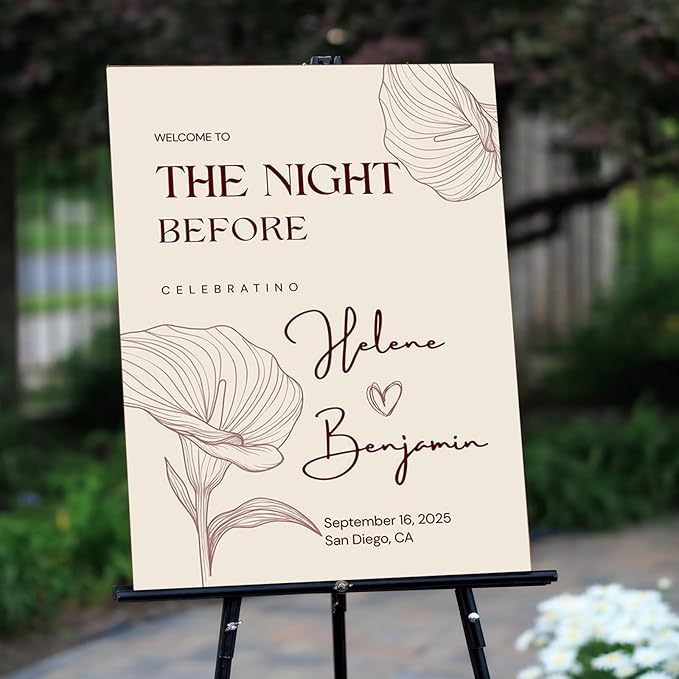 Custom Bride & Groom Wedding Welcome Sign, Personalized Welcome to The Night Board for Ceremony or Reception, Canvas Poster Decor for Weddings, Anniversary, Bridal Party, Celebration