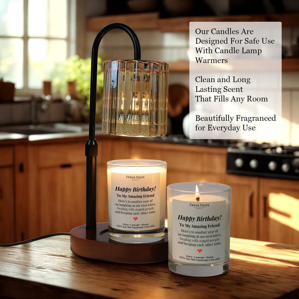 Cedar Crate Market Happy Birthday Candle – Women Birthday Gifts, Friendship & Best Friend Birthday Gifts for Women – Eco-Friendly Soy Wax, Premium Gift Box, Hand Poured USA, 13.5oz, Lavender Citrus