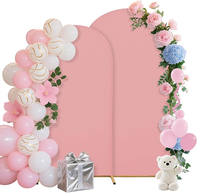 Wedding Arch Covers Arch Backdrop Cover Arch Stand Covers 7.2FT 6FT Set of 3 Arch Cover Spandex Fabric Stretchy Backdrop for Wedding Birthday Party Decoration Baby Shower (Light Pink)