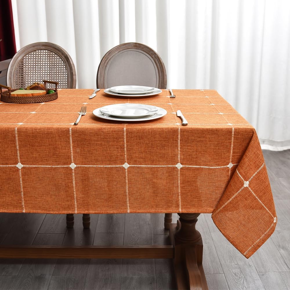 Zobesta Orange Tablecloths Rectangular 86x53 Inch Fall Table Cloth Linen