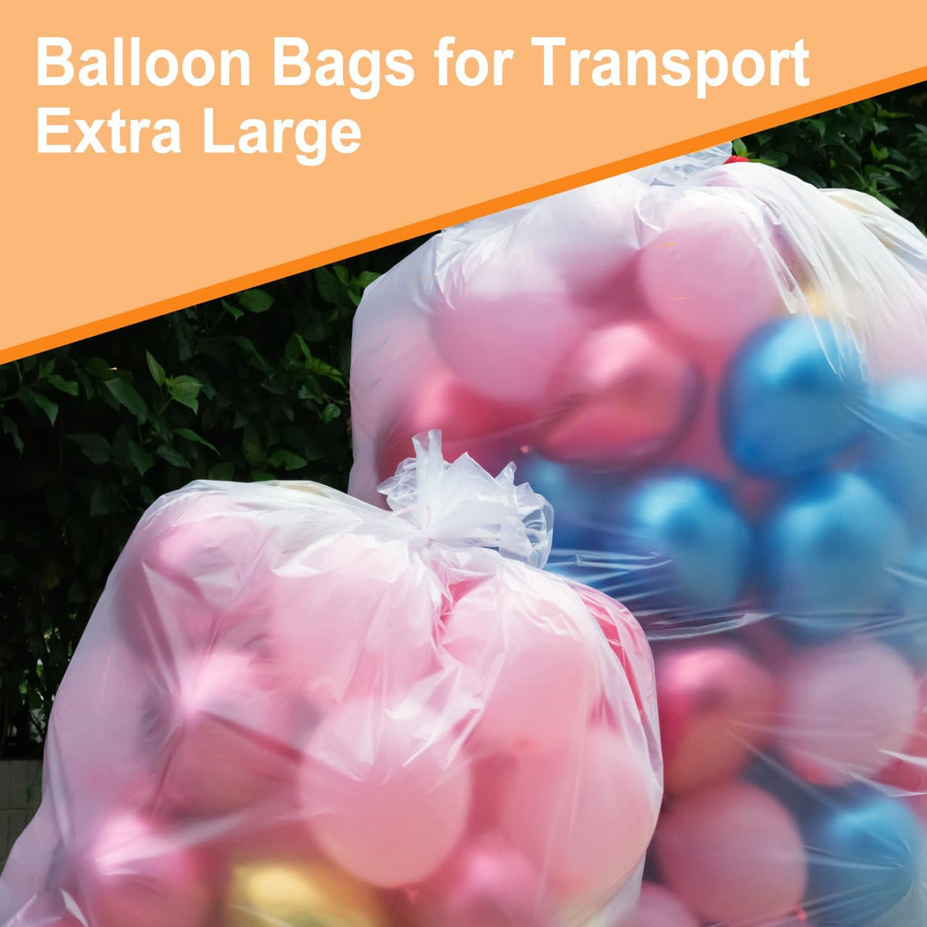 5 Pcs 98 x 59in Extra Large Balloon Bags for Transport, Thickened Reusable Clear Christmas Tree Disposal Bag, Large Balloon Storage Bags for Party Wedding Supplies