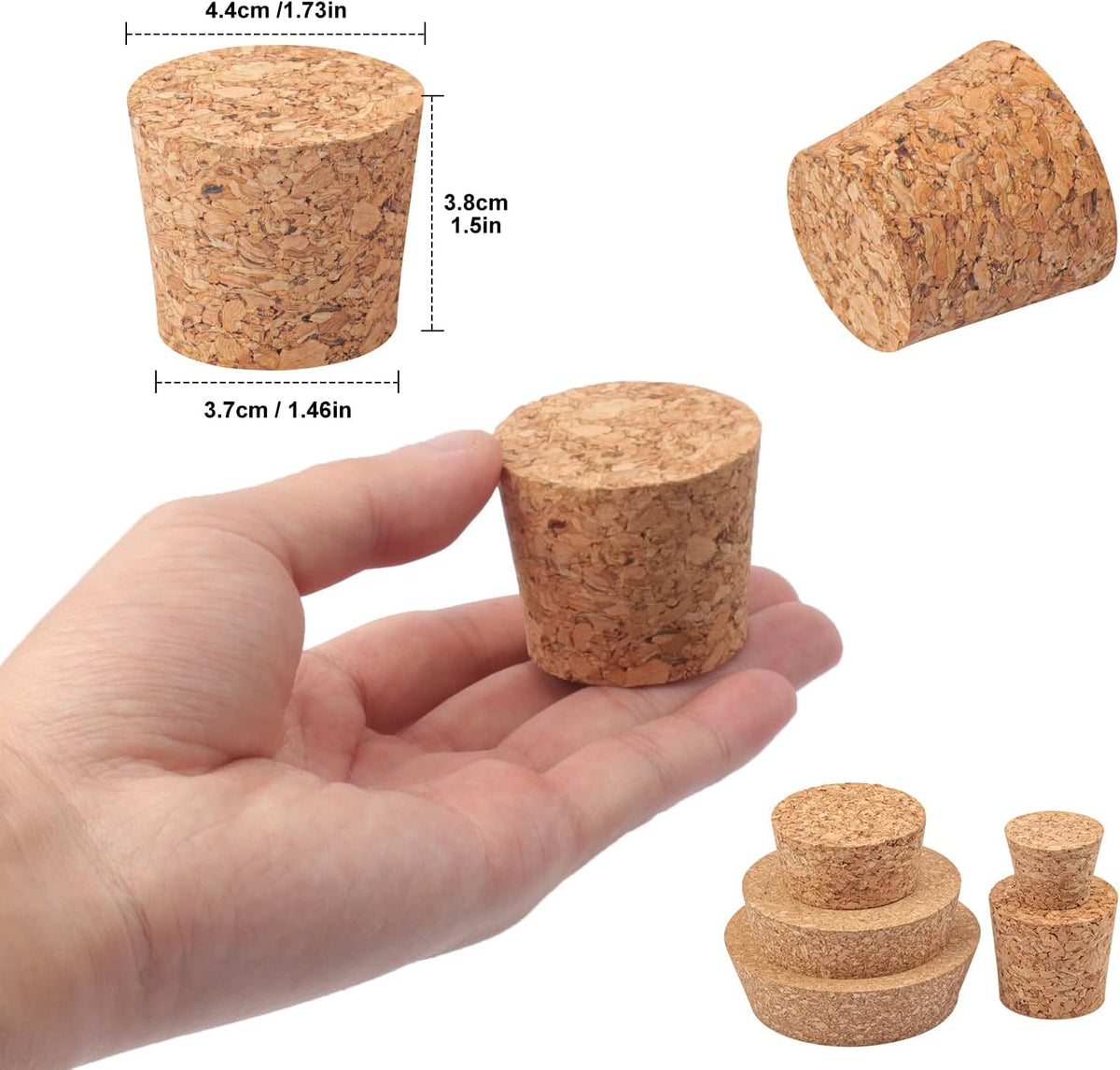 40 Pack 1.73 Inch Wine Bottle Cork Stoppers, Jar Stoppers, Cork Plugs for Bot...