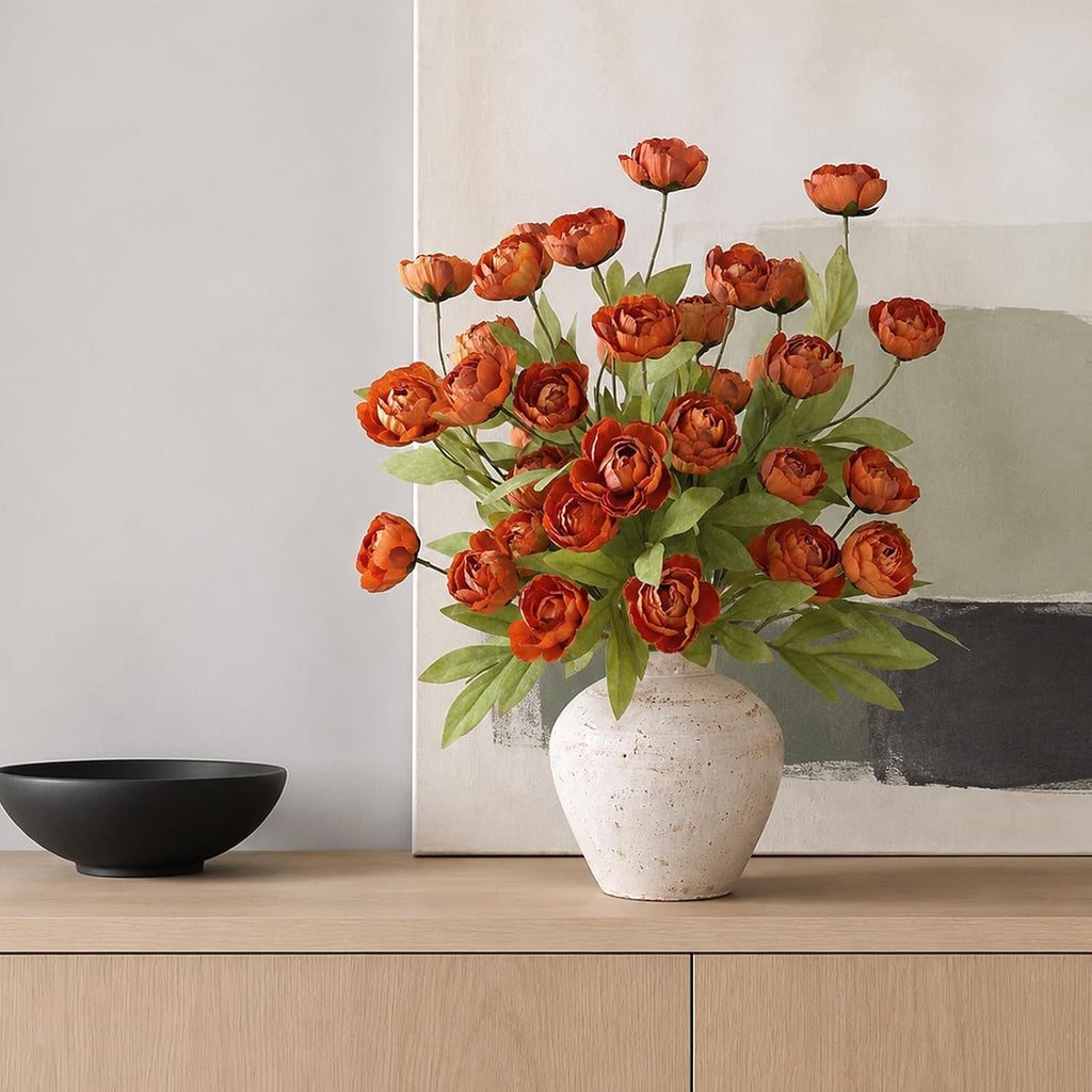27" artificial fall peony silk flower stems for, side view