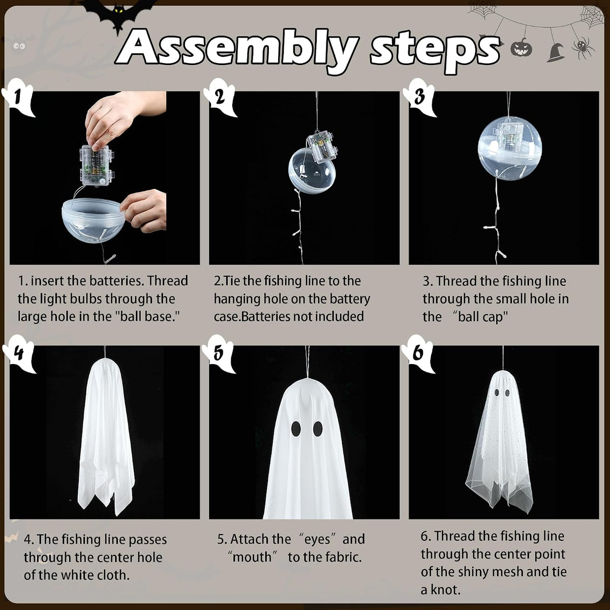 aygxu halloween decorations outdoor/indoor-3pcs hanging ghost decor with, package contents
