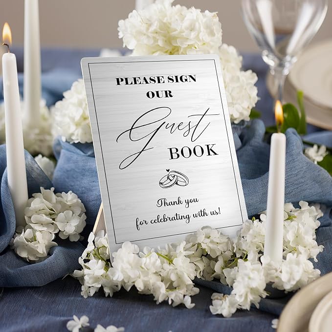 Wedding Guestbook Sign, Guestbook Wooden Sign Stand 5x7inch, Please Sign Our Guest Book Wedding Sign Stand, Wedding Signs for Reception, Wedding Table Decorations, Wedding Table Sign
