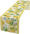 Lemon Table Runner,Yellow White Buffalo Plaid Summer Table Runner for Kitchen Dining Table Home Party Decoration 13x36 Inch