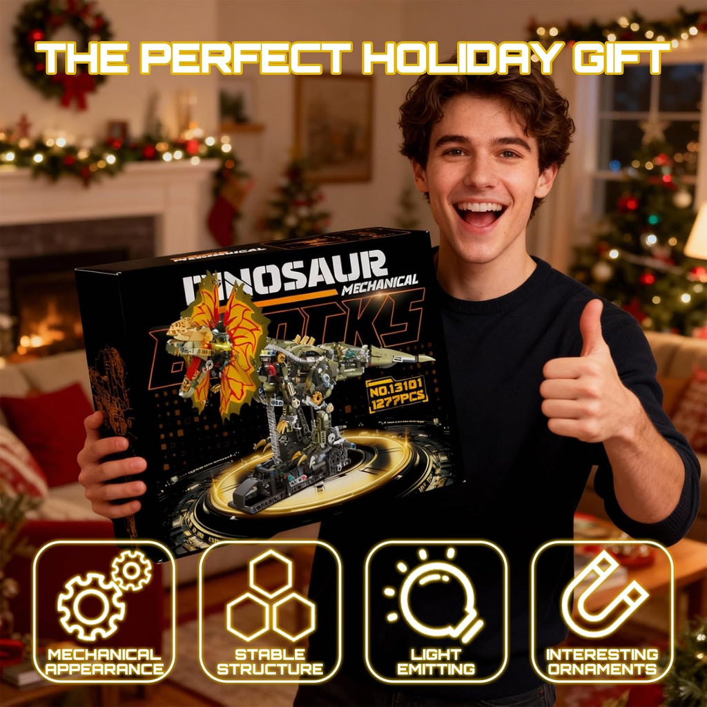 hjplpxh mechanical dilophosaurus building blocks set with led showing dimensions