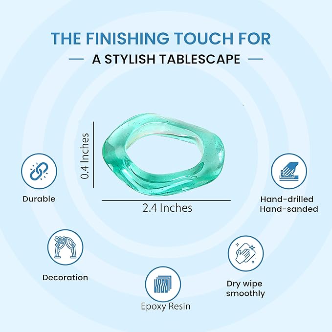 Epoxy Resin Spring Napkin Rings Set of 12 - Irregular Napkin Holders for Dining Table, Party Decor, Weddings, Everyday Use, Elegant Tabletop Accents (Multi Pastel) - CLEENTABLE