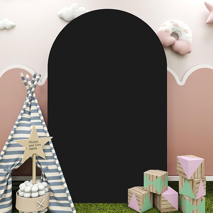 Wedding Arch Cover Black Arch Covers Stretchy Backdrop 4ft Spandex Fitted Arch Backdrop Cover Balloon Arch Stand Cover Round Top Chiara Arch Covers for Gender Reveal Baby Shower Party Ceremony