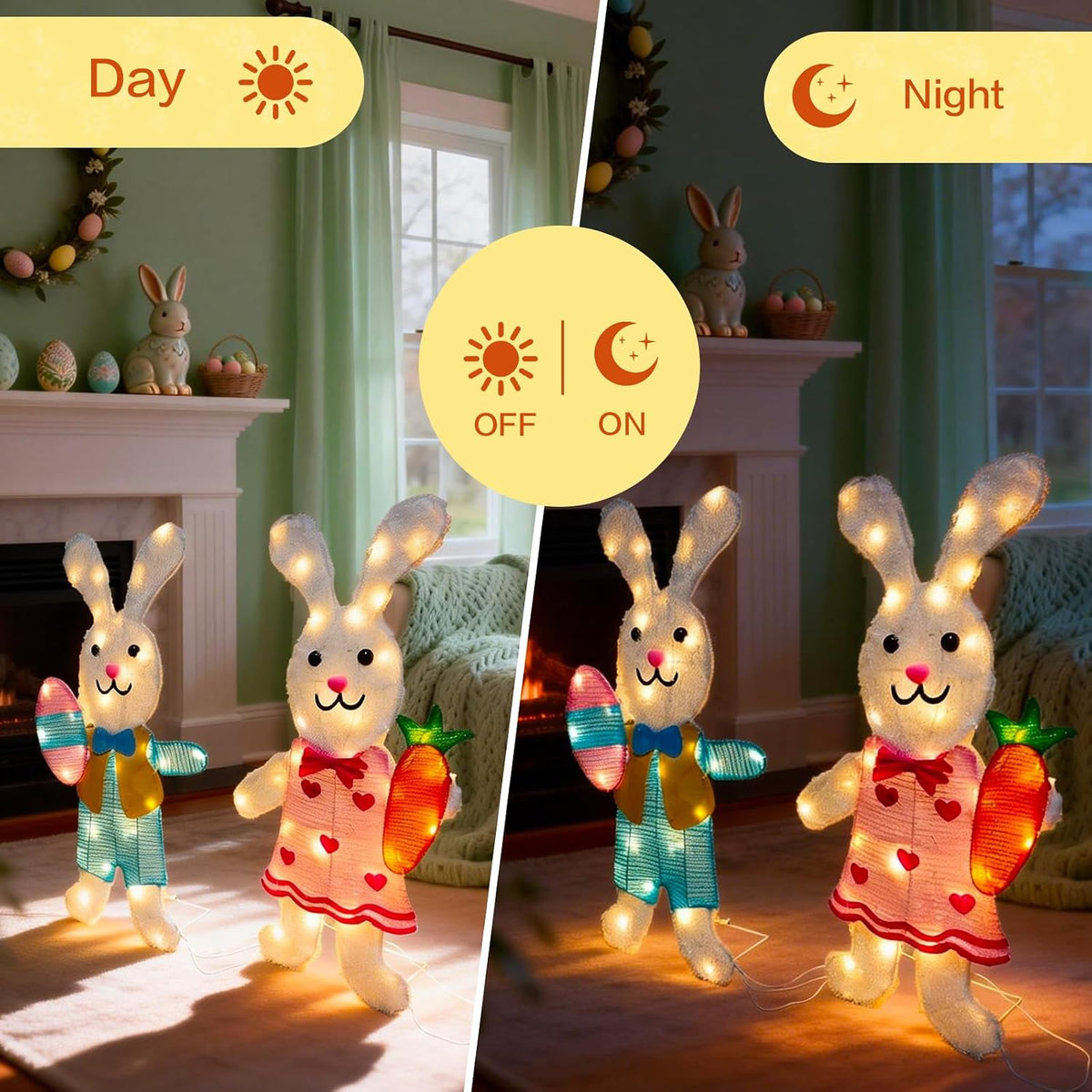 outdoor easter decorations lighted bunny with 60 leds, package contents