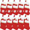 Jmkcoz 20 Pack Christmas Mini Stockings Sock Decoration Snowflake Tableware Holders, Red Felt Knife Spoon Fork Bag Candy Pouch Bag Plush Cuff Socking for Xmas Party Tree Dinner Table Home Ornaments