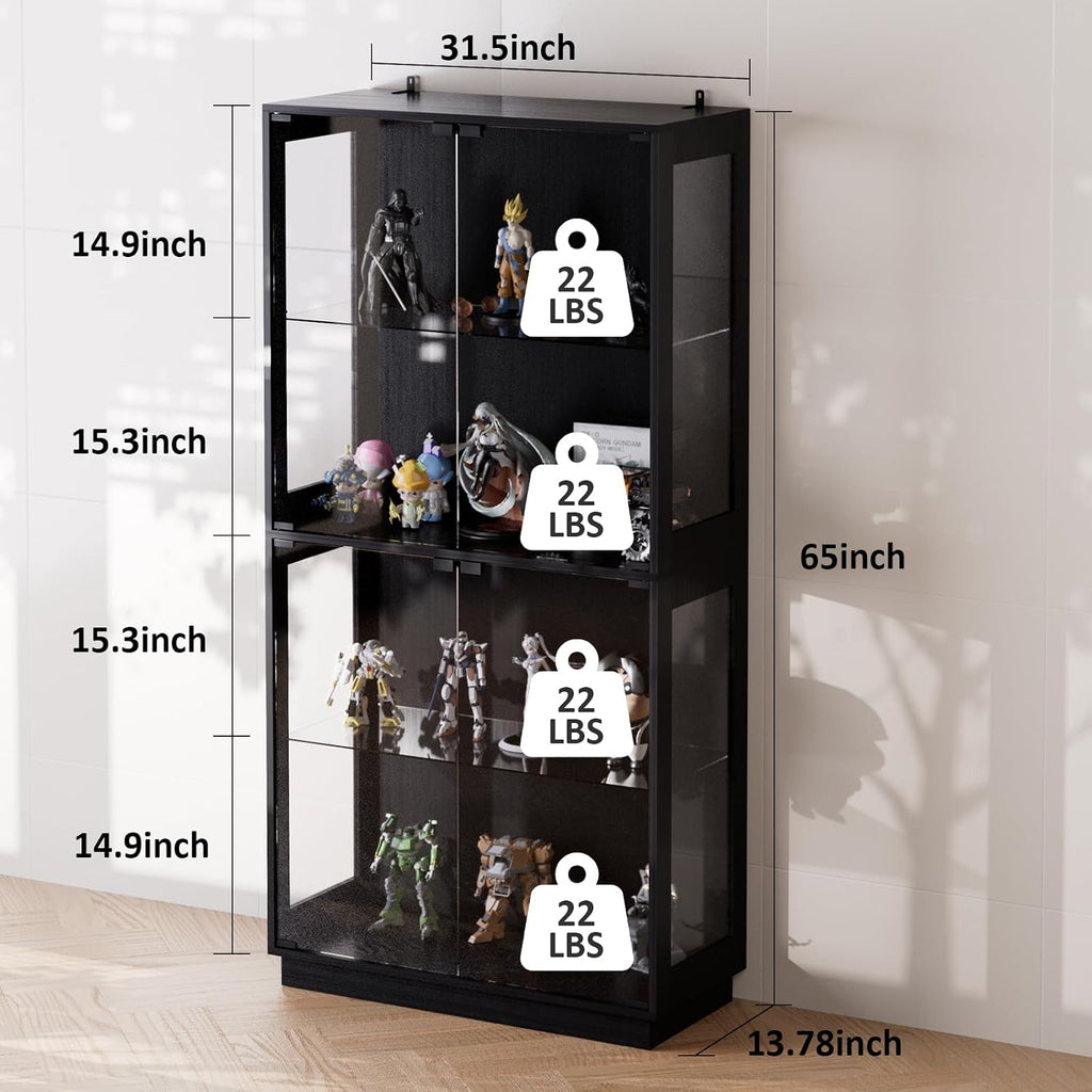 display cabinet with glass doors 4 tier glass shown in use