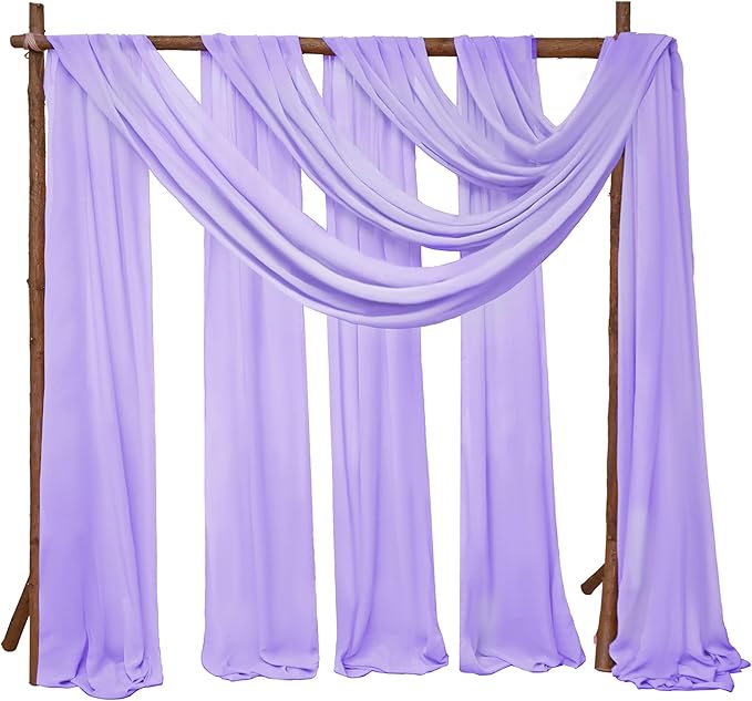 8 Panels Wedding Arch Draping Fabric 28" x 20Ft Wedding Arch Drapes Chiffon Fabric Drape Sheer Backdrop Curtain for Weddings Party Ceremony Baby Shower Arbor Drapery Reception Ceiling Decor(Lavender)