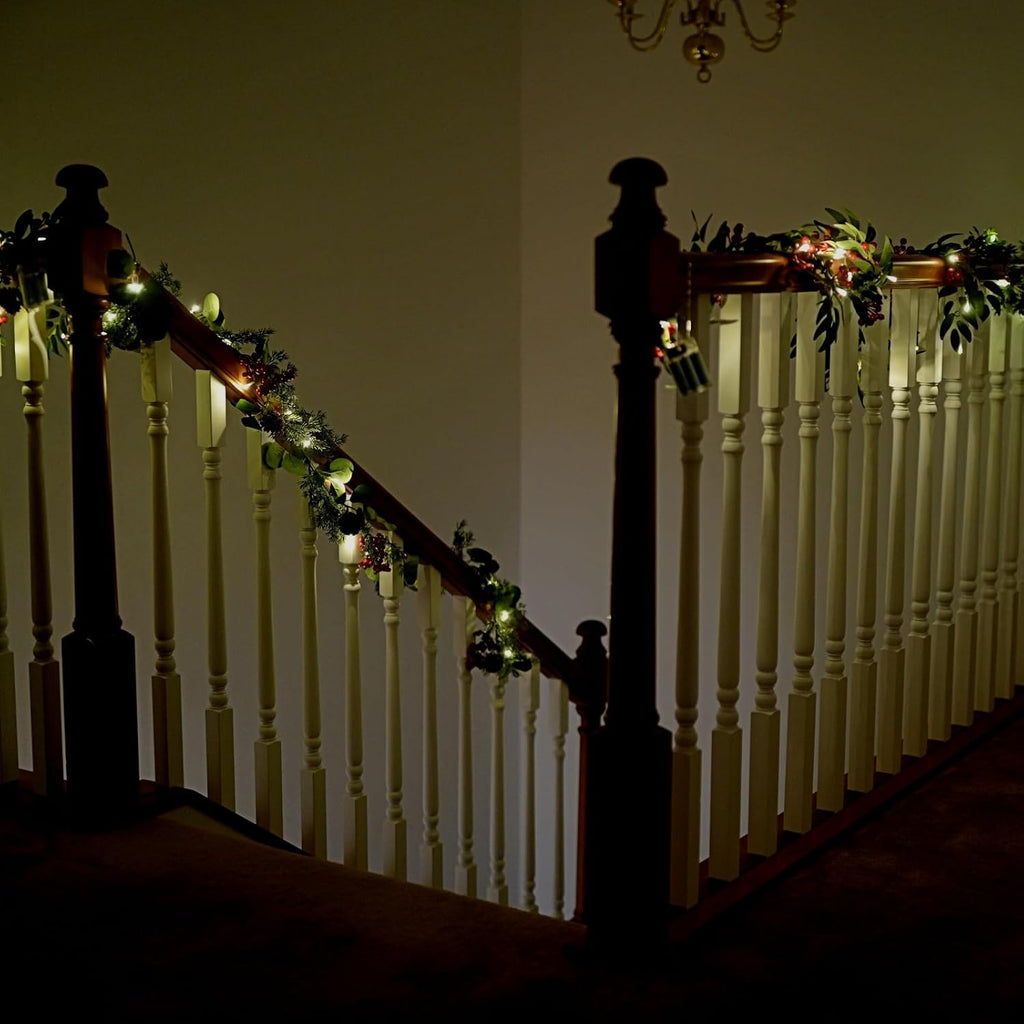 6ft pre-lit christmas garland with lights - artificial, front angle view