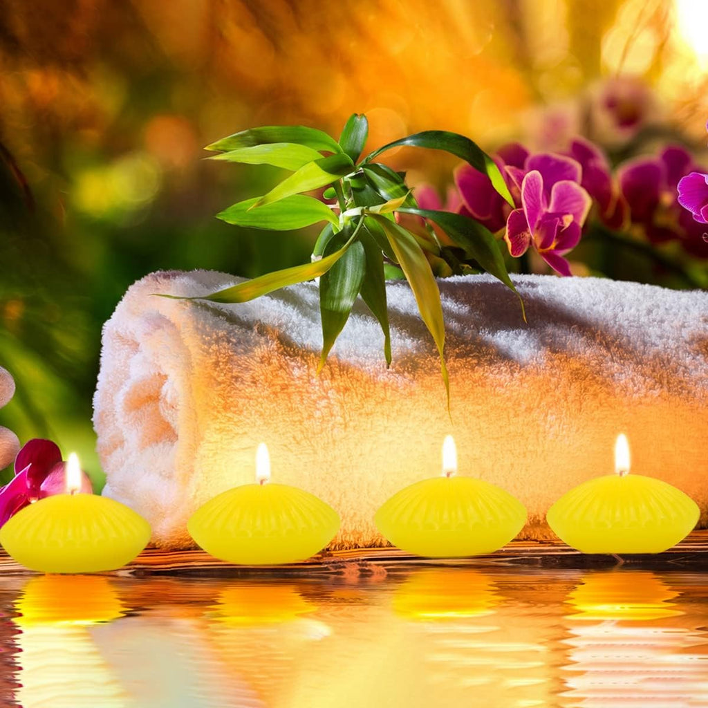 12 Pack 3 Inch Citronella Floating Candles for Summer, 10 Hour Yellow Dripless Tealight Candles for Cylinder Vases, Centerpieces at Wedding Party Pool Holiday