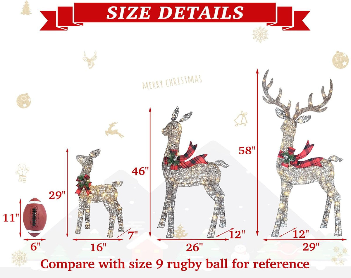 58 inch 3d woven large lighted christmas deer shown in use