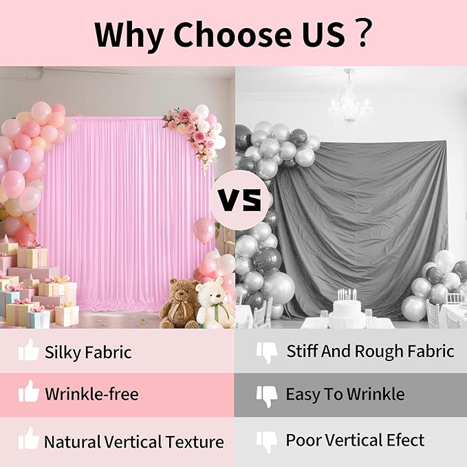 10x10ft Backdrop Curtains for Parties, 2 Panels 5x10ft Photography Backdrop Curtain with Rod Pocket,Backdrop Polyester Background Drapes,Wedding Backdrop Drapes for Birthday Baby Shower Home Decor
