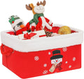 Christmas Gifts Baskets Empty Christmas Ornament Box Xmas Storage Baskets Canvas Toys Organizer Bin for Holiday, Snowman Raffle Basket Foldable Baskets for Nursery/Living room, Kids Toy Chest, Large