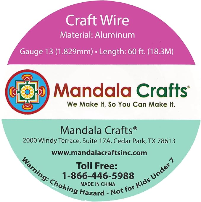 Mandala Crafts 13 Gauge Anodized Aluminum Craft Wire for Jewelry Making - 60 FT Colored Flexible Copper Tone Wire - Bendable for Bonsai Armature Crafting Sculpting