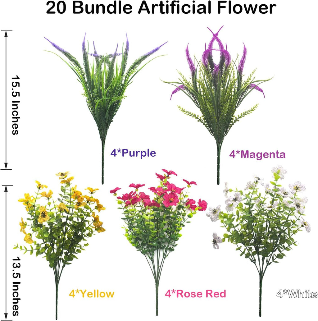aitisor 20 packs artificial flowers outdoor uv resistant shown in use