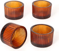 4 Pack Tealight Amber Candle Holders, Votive Tea Light Candle Holder | Glass Candle Holder Fall Wedding Decor Party Supplies for Amber Centerpieces Table Decor Home Decor Heat Resistant