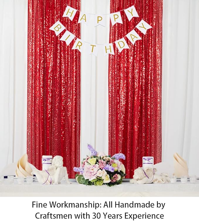 ShinyBeauty Sequin Backdrop Curtain 2 Panels 2FTx8FT Photo Background Glitter Photography Back Drop Cover Wedding Decorations -190417S