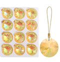 12 Pcs Crystal Glass Christmas Balls Ornaments, 1.18″ Mini Round Prism Flower Xmas Tree Decorations, Hanging Ornament for Wedding Party Home Decor (Sparkly Gold)