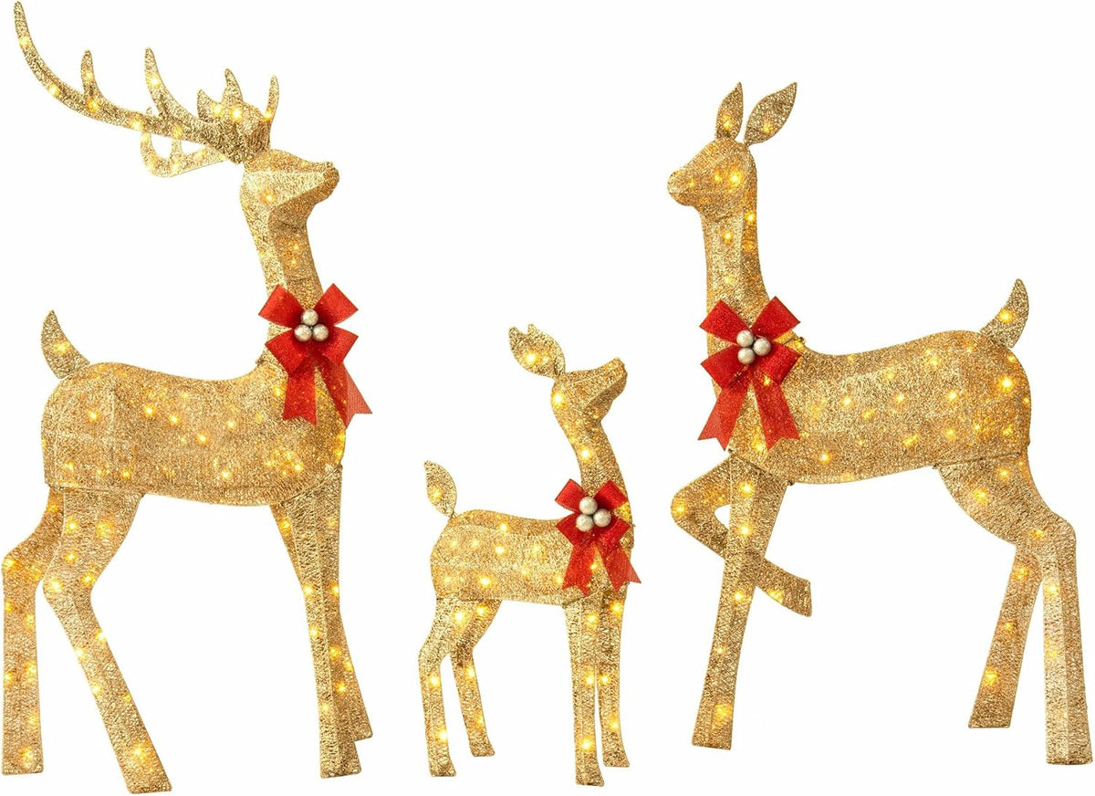 jingle joy 3-piece large lighted christmas deer family, main product view