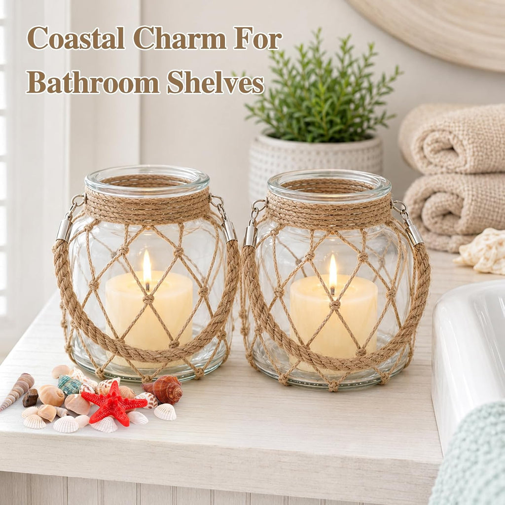 2 set of nautical candle lanterns, clear glass, package contents