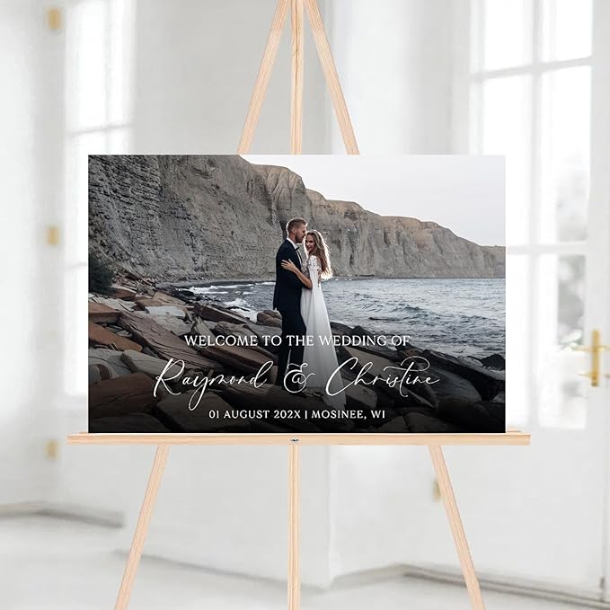 Personalized Wedding Photo Acrylic Welcome Sign – Custom Picture Board with Bride & Groom Names, Elegant Acrylic Wedding Reception Entrance or Ceremony Decoration, Indoor & Outdoor Keepsake Gift #7