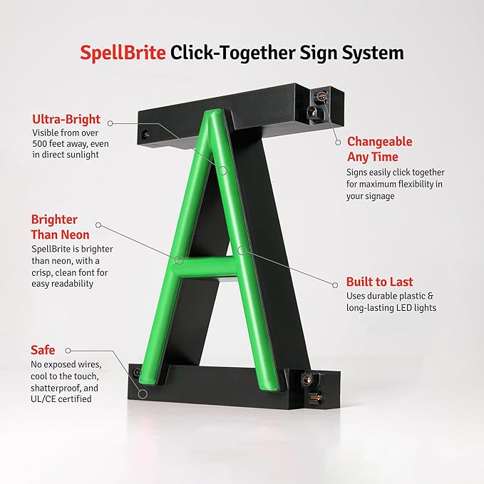 SpellBrite BREWERY Sign | Beer-Related Sign with Neon Look, Green LED Light Source | 29.1" x 6.3"