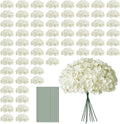 white hydrangea artificial flowers, faux hydrangea flowers, fake, main product view