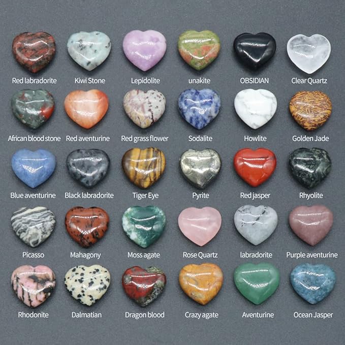LE SKY 20 Pcs Natural Decorative Stones No Hole Heart Shape Healing Crystal Agate Chakra Beads for Home Jewelry Ornament