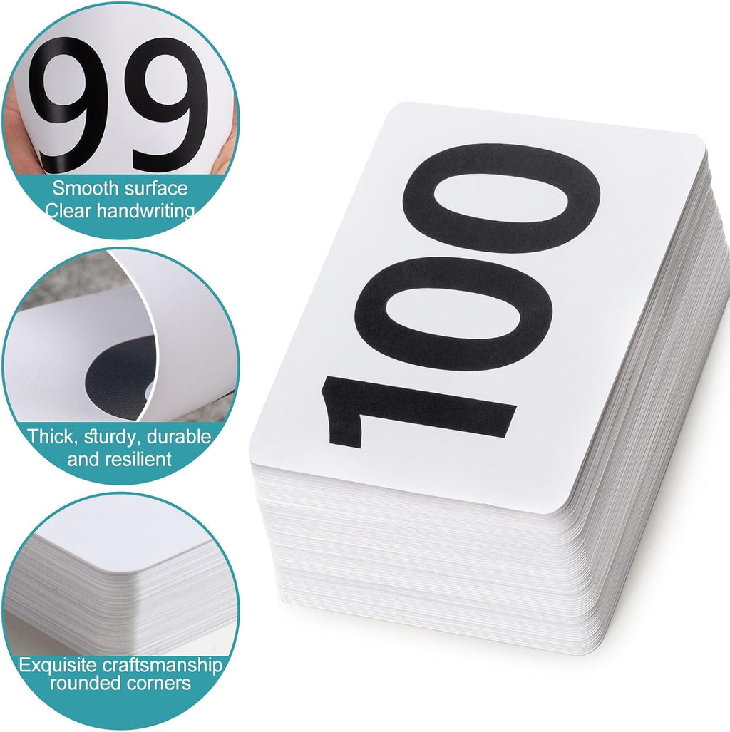 Toncoo 50Pcs Table Numbers 1-50, 3.7x4 Inch Plastic Table Numbers, Double Sided Table Number Cards - for Wedding Reception Restaurant Table Numbers Place Cards, White