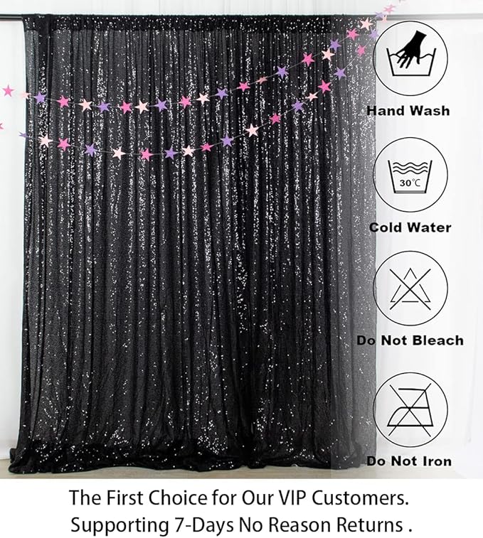 ShinyBeauty 10x10FT Black Sequin Backdrop | Photography & Wedding Background | Glitter Photo Booth Backdrop | Perfect for Baby Birthday Parties & Events | Durable & Elegant Curtain