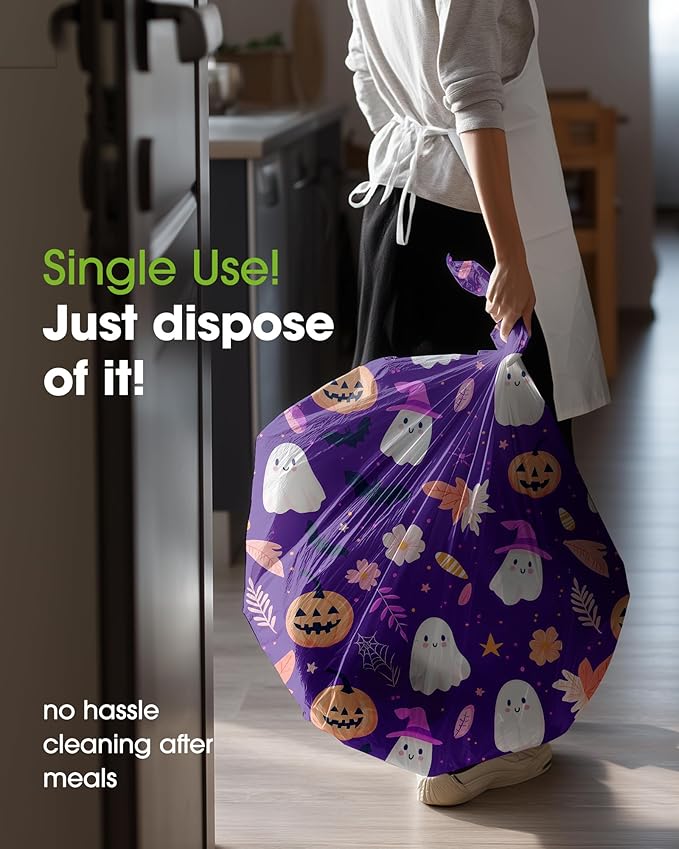 Pureegg Plastic Table Cloth Disposable 10 Pack, 54 x 108 Inch Table Cloths, Vampire Party Decorations, Halloween Tablecloths, Rectangle, Plastic Cover, Leakproof & Sturdy, Halloween Purple