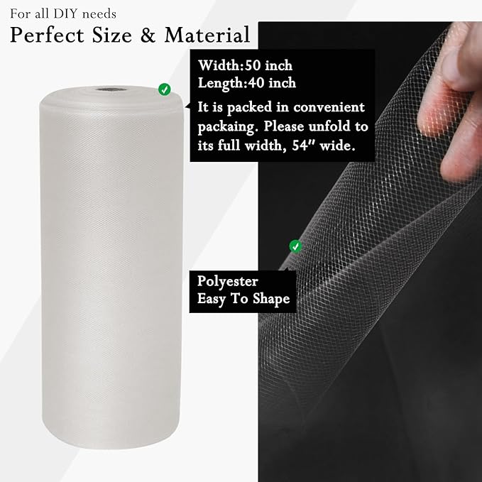Glacier Gray Tulle Fabric Rolls 54 Inch by 40 Yards Tulle Bolt Spool for Wedding Decorations DIY Tutu Baby Shower Table Skirt Ceiling Decor Birthday Party Craft Supplies