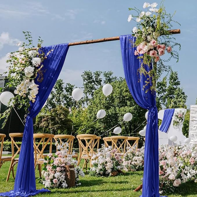Royal Blue Wedding Arch Draping Fabric 29" x 20 FT Blue Wedding Drapes for Backdrop Sheer Curtains Drapes for Romantic Bridal Baby Shower Ceremony Birthday Party Fall Outdoor Events
